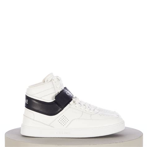 celine high sneaker ct-03 with velcro in calfskin optic white